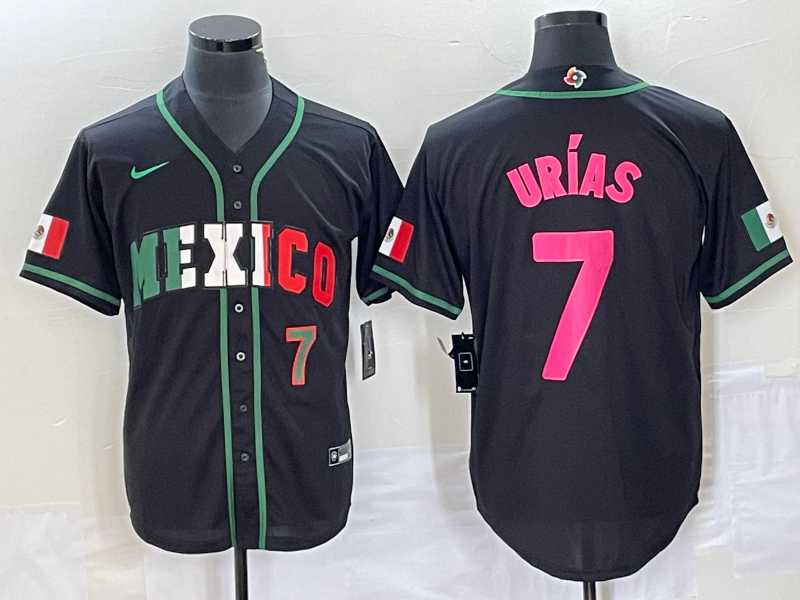 Men%27s Mexico Baseball #7 Julio Urias Number 2023 Black World Baseball Classic Stitched Jersey2